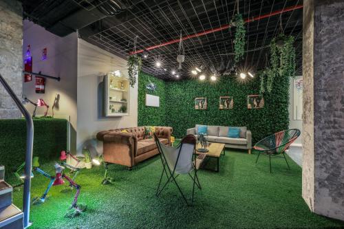 Χώρος καθιστικού στο Habitaciones Atocha Rio