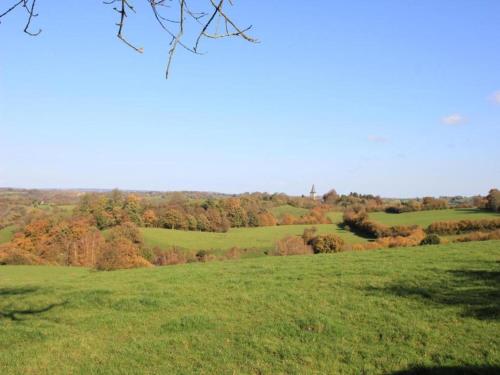 a field of green grass with trees in the background at Spacious Place in Hamoir in Hamoir
