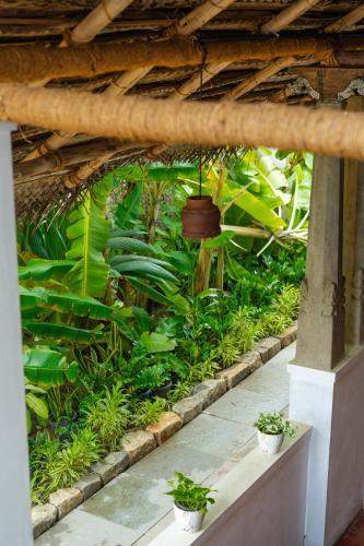 a garden with potted plants in a building at Santa Maria - A Premium Boutique Homestay by the Sea I Trivandrum Airport 1mile in Trivandrum