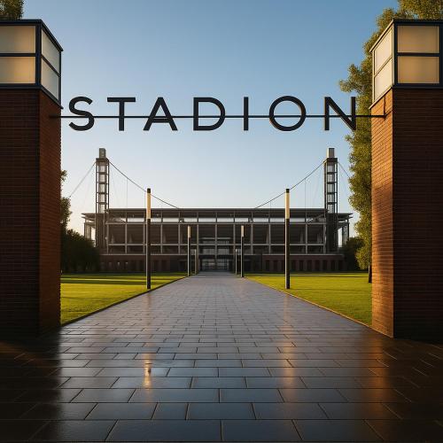 a building with the sign of a stadium at Penthouse Köln Pulheim 90 in Pulheim