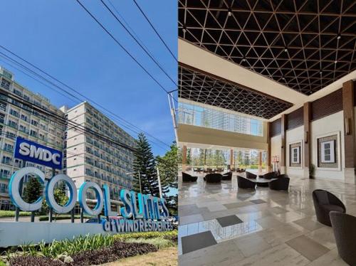 a lobby of a building with a sign on it at Wind Residences Cool suites 1BR unli Wifi, PrimeVideo, Nice pool, Near Malls in Kaybagal