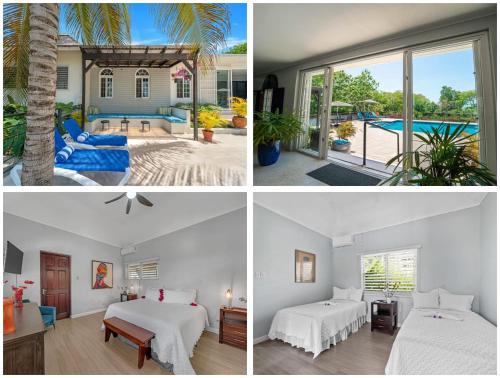 a collage of three pictures of a house with two beds at Forever Summer Gorgeous 4BDR Villa with Pool Private Chef in Runaway Bay