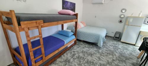 a bedroom with two bunk beds and a bed at El jacaranda Alojamiento Diario in San Luis