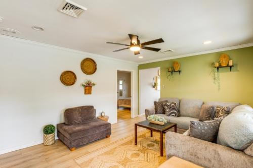 a living room with a couch and two chairs at Near Dog Beach Somers Point Escape with Large Yard! in Somers Point