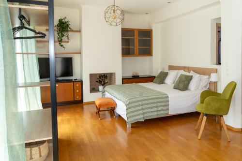 Postel nebo postele na pokoji v ubytování Zenmar - Modern Residence in the heart of Zante town