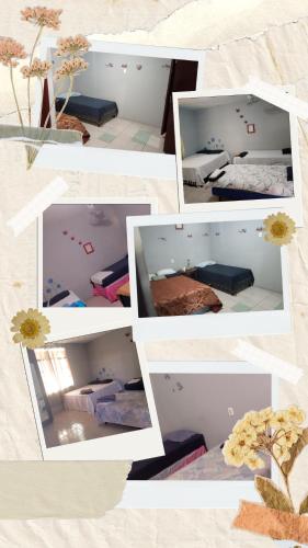 a collage of pictures of a room with beds at Lirio Green hostal in Managua