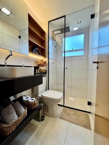 Ένα μπάνιο στο Apartamento com vista praia Ponta Negra