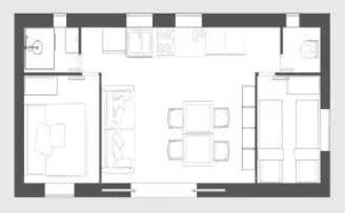 a floor plan of a building with a window at Camping de Charlieu in Charlieu