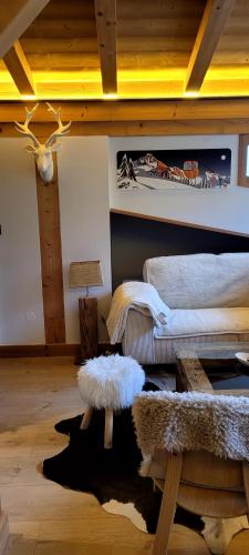 Χώρος καθιστικού στο Portes du Soleil T3 "comme un chalet" direct access Morzine Avoriaz
