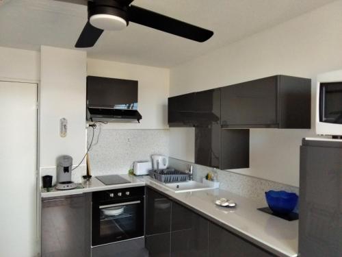 Kuchyň nebo kuchyňský kout v ubytování Appartement CHLOE vue mer et Canigou 1ere ligne