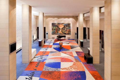 a hallway with a colorful floor in a building at The Westin Cape Town in Cape Town