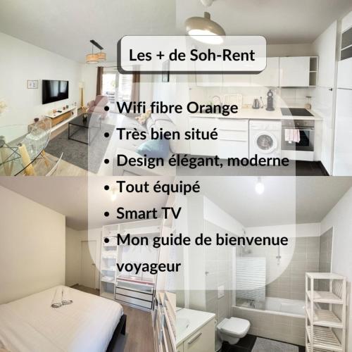 Ένα ή περισσότερα κρεβάτια σε δωμάτιο στο Soh Rent Strasbourg Appartement proche des halles