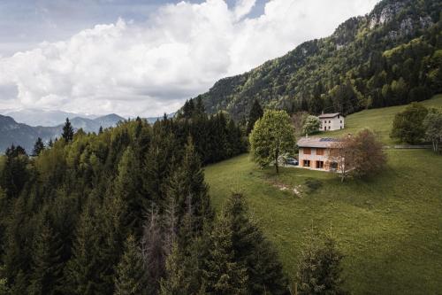 a house on a hill in a green field at Hideaway Chalet Porona in Ledro