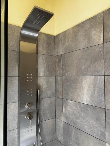a shower with a glass door in a bathroom at Il Cantuccio delle Crete in Asciano