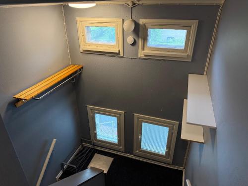 an overhead view of a room with three windows at Hinkula - Kukonkarinkatu 11 in Rauma