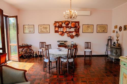 a dining room with a table and chairs at Villa Pina in Priverno