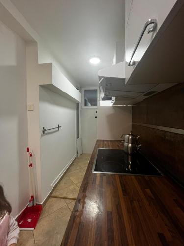 a kitchen with a sink and a counter top at Bazaar Luxury Apartment in Skopje in Skopje