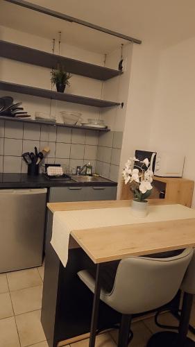 Cuisine ou kitchenette dans l'établissement LE BERYL - Proche CHU et Saint-Denis centre