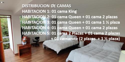 En eller flere senge i et værelse på Balcones del Río Calca Casa de campo