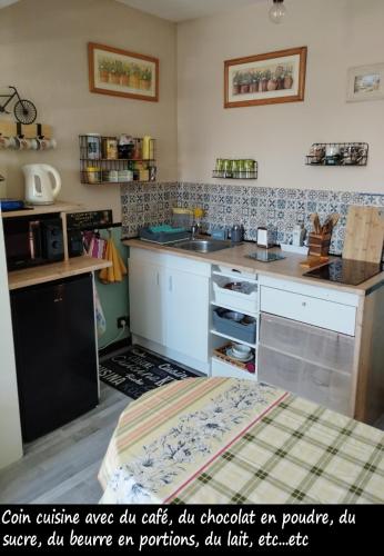 une cuisine avec un évier et un plan de travail dans l'établissement Chez Nathalie, à Montauban