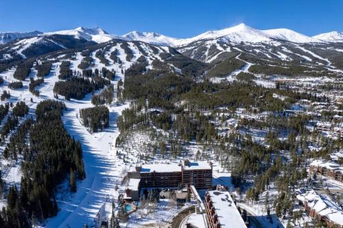 an aerial view of a ski resort with snow covered mountains at Beaver Run Resort 4228 - Dog Friendly in Breckenridge