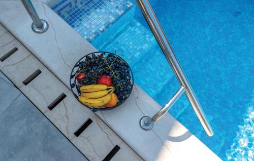 a bowl of fruit next to a swimming pool at Awesome Home In Blato in Blato