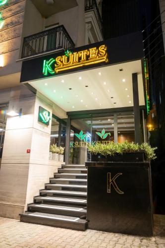 a suntrust building with stairs in front of it at Şişli Luxury K Suites Hotel in Istanbul