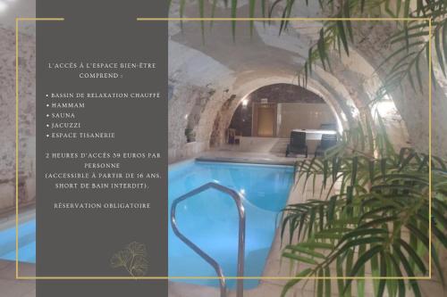 une page d'une brochure pour un spa avec une plante dans l'établissement Domaine de la Courbe Hôtel & Spa, au Lude