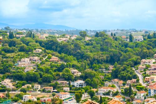 a town in the hills with houses at Grimaldi in Cagnes-sur-Mer