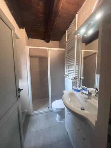 a bathroom with a sink and a toilet and a shower at Coletti Pietro snc in Fabbrica