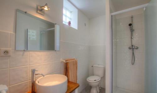 un bagno con wc, lavandino e doccia di Village Cargèse 2 a Cargèse