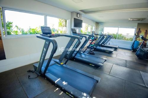 a row of treadmills in a gym at 0610 - Studio alto padrão in Guarulhos