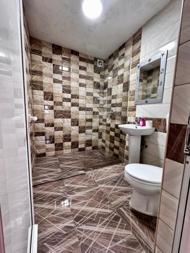 a bathroom with a toilet and a sink at Apartments Tadic in Petrovac na Moru