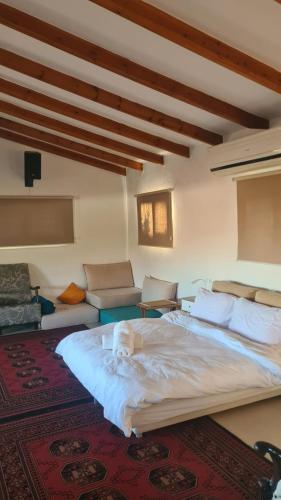 a bedroom with a large bed and a couch at la noach in Metulla