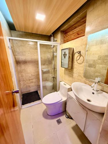 a bathroom with a toilet and a sink at Baguio Transient Across Burnham Park 3 - 3BR Condo in Baguio