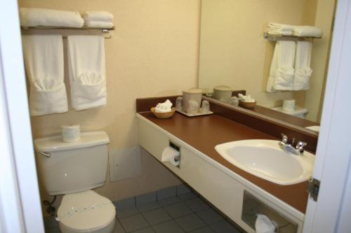 a bathroom with a toilet and a sink at Hotel North in North Sydney