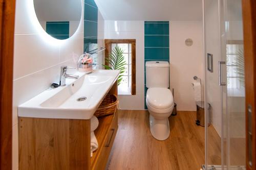 a bathroom with a sink and a toilet at Quinta do Esteval in Penacova
