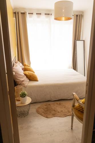 une chambre avec un lit et une fenêtre dans l'établissement T2 Cosy centre ville proche gare, à Tourcoing