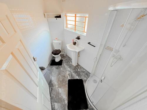 a bathroom with a toilet and a sink at Magodi Place - Serviced & Airconditioned Apartment in Livingstone