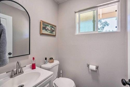 a bathroom with a sink and a toilet and a mirror at Beautiful Large close to Skiing / Wine Tasting! in Barton