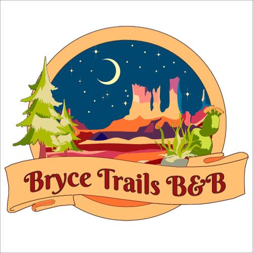 a round label with a desert scene and a banner at Bryce Trails Bed and Breakfast in Tropic