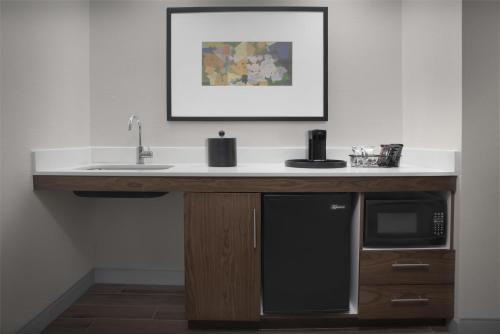a kitchen counter with a sink and a microwave at Hampton Inn & Suites Laurel in Laurel