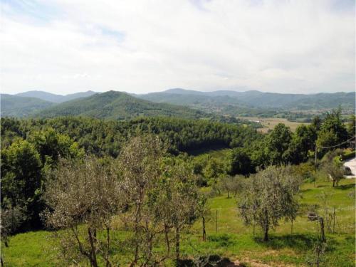 a view of a field with trees and mountains at Charming House in Umbria with Pool and Garden in Monte Castelli