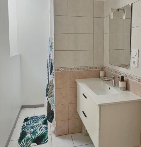 une salle de bain avec un lavabo et une douche dans l'établissement CityLife, à Millau