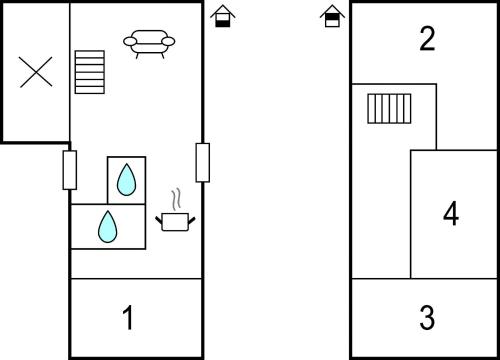 a plan of a house with two diagrams at Lovely Home In Plonéour-Lanvern in Plonéour-Lanvern