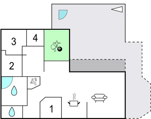 a block diagram of a house with a bike in the middle at Four-Bedroom Holiday Home In Juelsminde in Sønderby