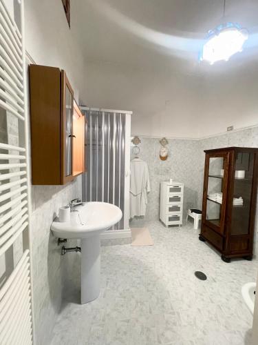a bathroom with a white sink and a shower at Maison Le Calle B&b in San Giorgio Ionico