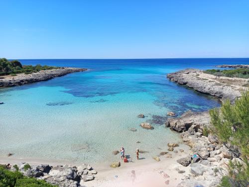 un gruppo di persone su una spiaggia nell'oceano di Oracolo Di Delfi a Taranto