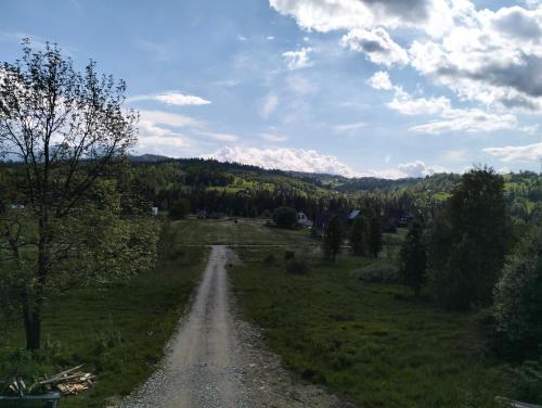 a dirt road in the middle of a field at Siedem Światów in Jurgów