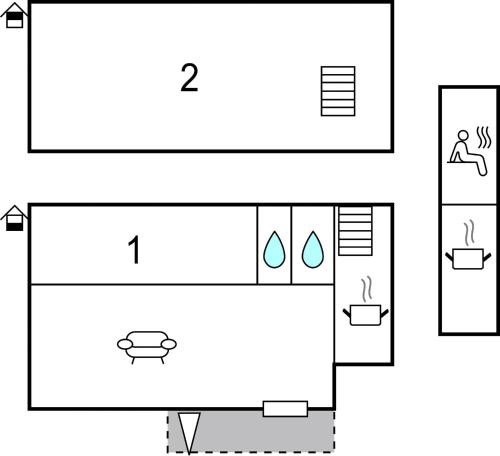 a diagram of a bathroom with two different views at Cozy Home In Drzonowo With Sauna in Schönau